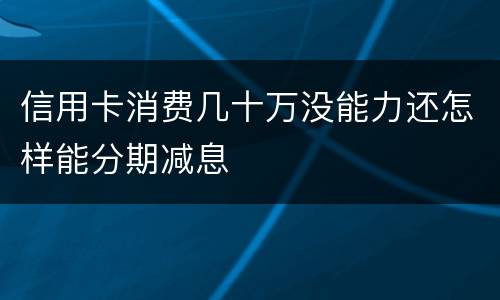 信用卡消费几十万没能力还怎样能分期减息