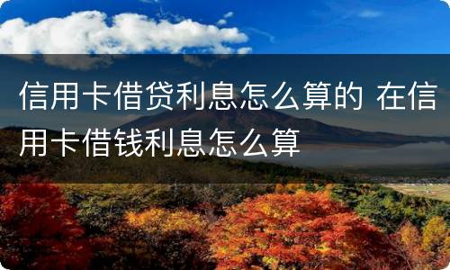 信用卡借贷利息怎么算的 在信用卡借钱利息怎么算