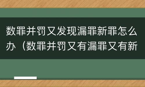 数罪并罚又发现漏罪新罪怎么办（数罪并罚又有漏罪又有新罪）