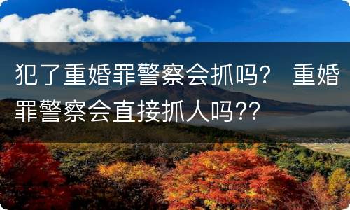 犯了重婚罪警察会抓吗？ 重婚罪警察会直接抓人吗??