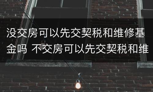 没交房可以先交契税和维修基金吗 不交房可以先交契税和维修基金吗