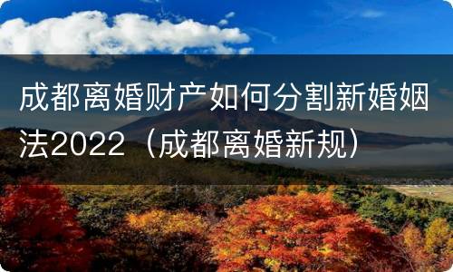 成都离婚财产如何分割新婚姻法2022（成都离婚新规）