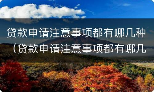 贷款申请注意事项都有哪几种（贷款申请注意事项都有哪几种呢）