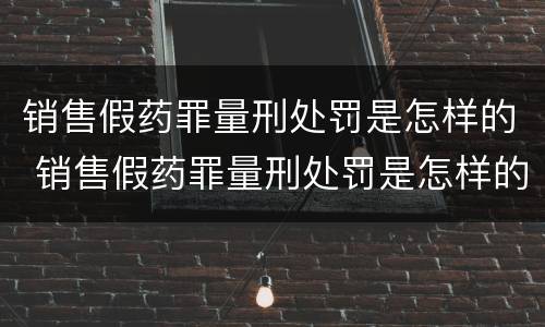 销售假药罪量刑处罚是怎样的 销售假药罪量刑处罚是怎样的案例