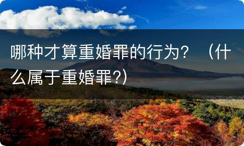 哪种才算重婚罪的行为？（什么属于重婚罪?）