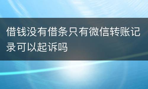借钱没有借条只有微信转账记录可以起诉吗