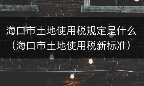 海口市土地使用税规定是什么（海口市土地使用税新标准）