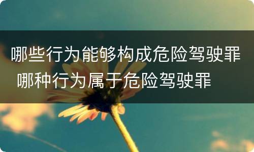 哪些行为能够构成危险驾驶罪 哪种行为属于危险驾驶罪