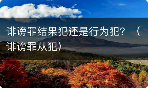 诽谤罪结果犯还是行为犯？（诽谤罪从犯）