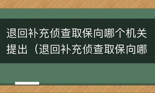 退回补充侦查取保向哪个机关提出（退回补充侦查取保向哪个机关提出意见）