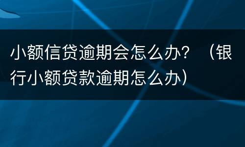 小额信贷逾期会怎么办？（银行小额贷款逾期怎么办）
