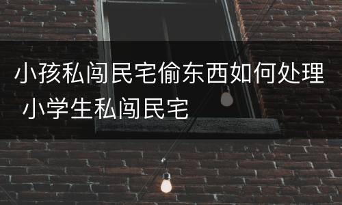 小孩私闯民宅偷东西如何处理 小学生私闯民宅