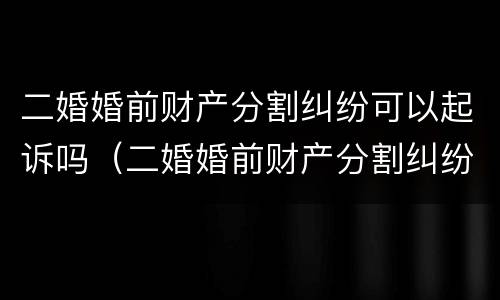 二婚婚前财产分割纠纷可以起诉吗（二婚婚前财产分割纠纷可以起诉吗法院）