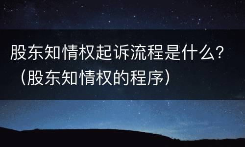 股东知情权起诉流程是什么？（股东知情权的程序）