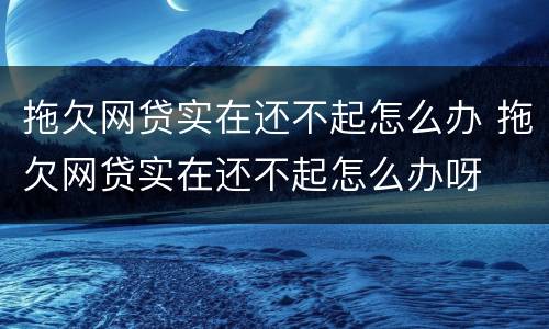 拖欠网贷实在还不起怎么办 拖欠网贷实在还不起怎么办呀