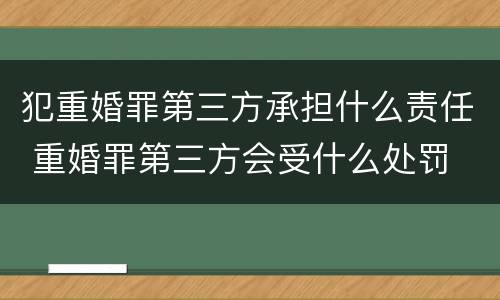 犯重婚罪第三方承担什么责任 重婚罪第三方会受什么处罚