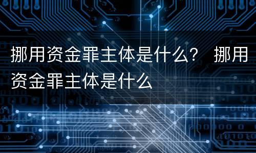 挪用资金罪主体是什么？ 挪用资金罪主体是什么