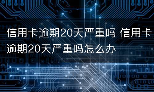 信用卡逾期20天严重吗 信用卡逾期20天严重吗怎么办