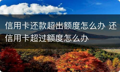 信用卡还款超出额度怎么办 还信用卡超过额度怎么办