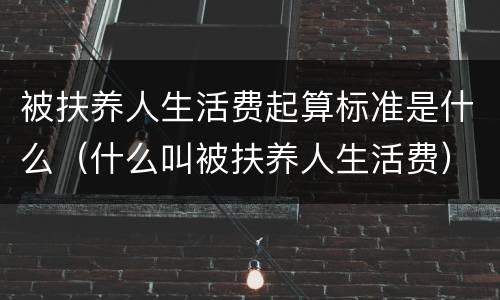 被扶养人生活费起算标准是什么（什么叫被扶养人生活费）