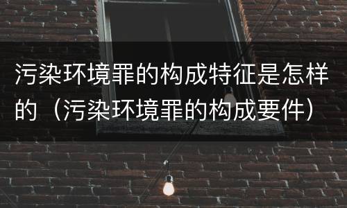 污染环境罪的构成特征是怎样的（污染环境罪的构成要件）