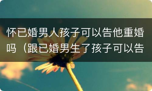 怀已婚男人孩子可以告他重婚吗（跟已婚男生了孩子可以告他重婚吗）
