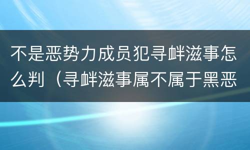不是恶势力成员犯寻衅滋事怎么判（寻衅滋事属不属于黑恶势力）