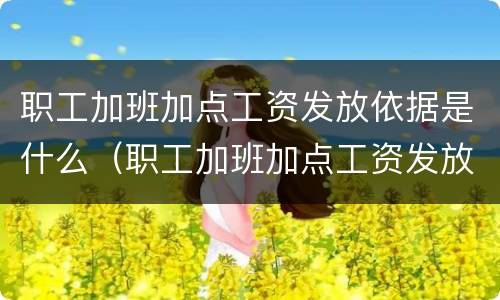 职工加班加点工资发放依据是什么（职工加班加点工资发放依据是什么规定）