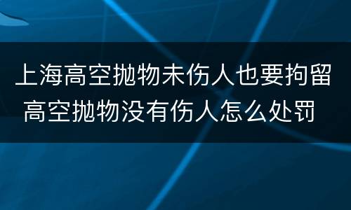 上海高空抛物未伤人也要拘留 高空抛物没有伤人怎么处罚 上海