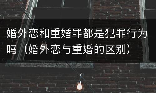婚外恋和重婚罪都是犯罪行为吗（婚外恋与重婚的区别）