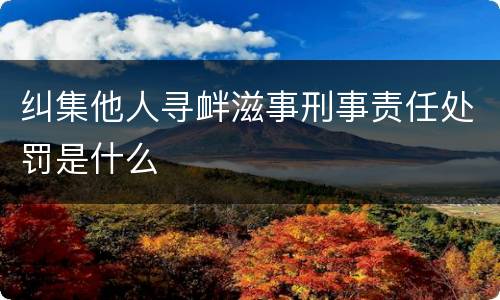 纠集他人寻衅滋事刑事责任处罚是什么