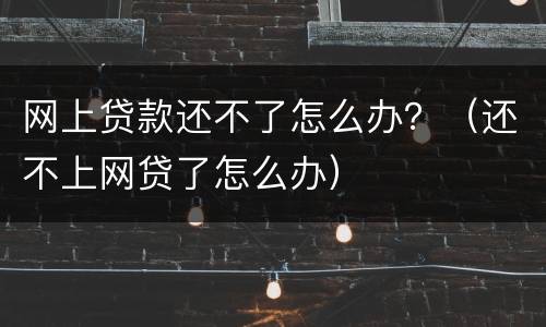 网上贷款还不了怎么办？（还不上网贷了怎么办）