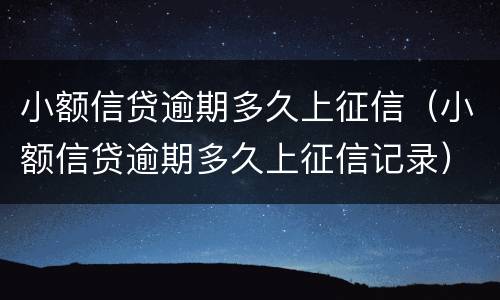 小额信贷逾期多久上征信（小额信贷逾期多久上征信记录）