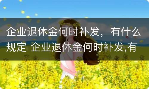 企业退休金何时补发，有什么规定 企业退休金何时补发,有什么规定吗