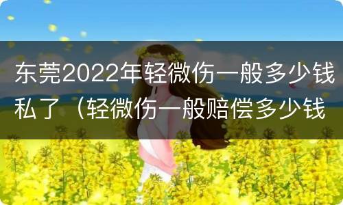 东莞2022年轻微伤一般多少钱私了（轻微伤一般赔偿多少钱）