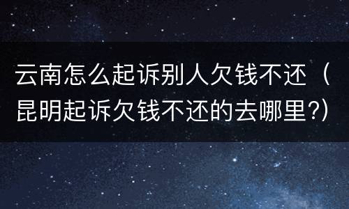 云南怎么起诉别人欠钱不还（昆明起诉欠钱不还的去哪里?）