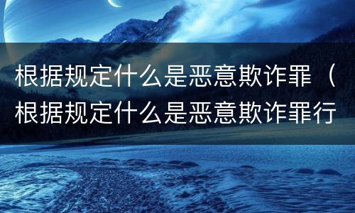 根据规定什么是恶意欺诈罪（根据规定什么是恶意欺诈罪行为）