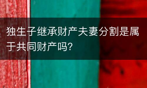 独生子继承财产夫妻分割是属于共同财产吗？