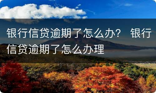 银行信贷逾期了怎么办？ 银行信贷逾期了怎么办理