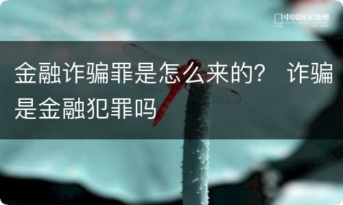 金融诈骗罪是怎么来的？ 诈骗是金融犯罪吗