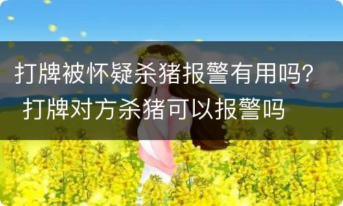 打牌被怀疑杀猪报警有用吗？ 打牌对方杀猪可以报警吗