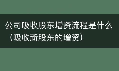 公司吸收股东增资流程是什么（吸收新股东的增资）