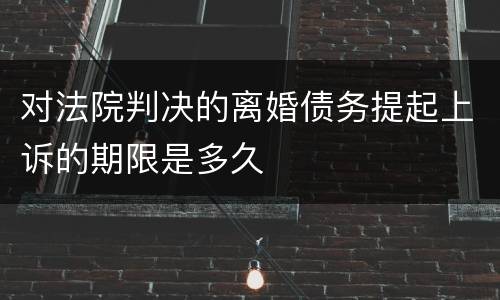 对法院判决的离婚债务提起上诉的期限是多久