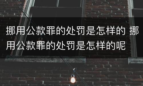 挪用公款罪的处罚是怎样的 挪用公款罪的处罚是怎样的呢