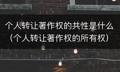 个人转让著作权的共性是什么（个人转让著作权的所有权）