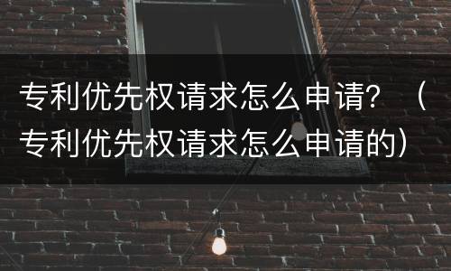 专利优先权请求怎么申请？（专利优先权请求怎么申请的）