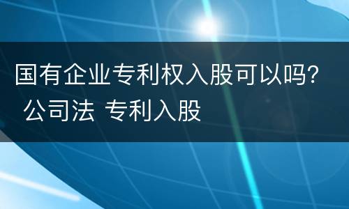 国有企业专利权入股可以吗？ 公司法 专利入股