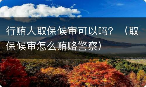 行贿人取保候审可以吗？（取保候审怎么贿赂警察）