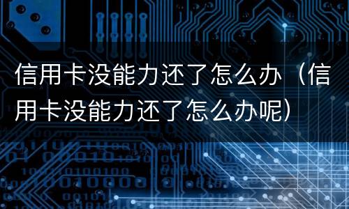 信用卡没能力还了怎么办（信用卡没能力还了怎么办呢）