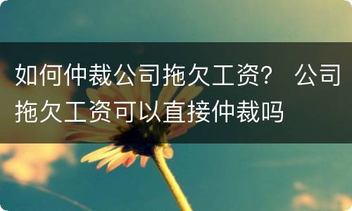 如何仲裁公司拖欠工资？ 公司拖欠工资可以直接仲裁吗